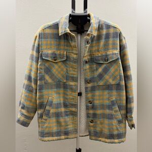 Love Tree plaid sherpa-lined shacket